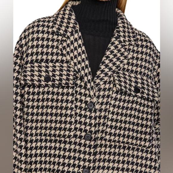 Anine Bing Flynn Houndstooth Jacket Black White Brown Blazer Shacket - Picture 4 of 8